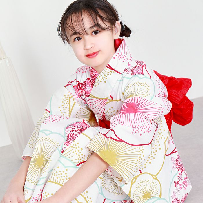 ガールズ浴衣 子供浴衣 女の子 2点セット レトロC (rg)| きものKYOETSU