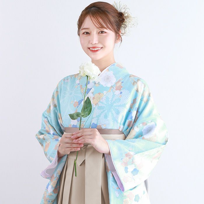 袴4点セット 華やかEF) 袴セット 卒業式 卒服 着物 二尺袖着物 振袖