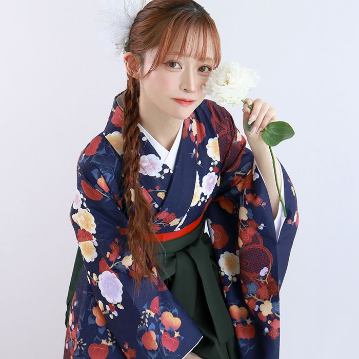 袴4点セット 華やかEF) 袴セット 卒業式 卒服 着物 二尺袖着物 振袖