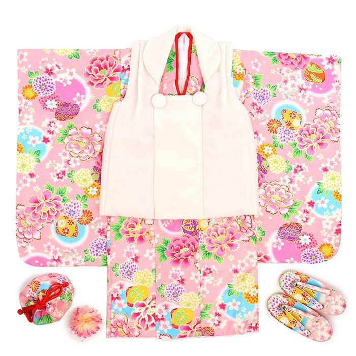 (中古品)七五三 着物 3歳 女の子 被布セット ひな祭り 販売 購入 アウトレット 豪華9点フルセット】七五三 着物 3歳 女の子 被布セット