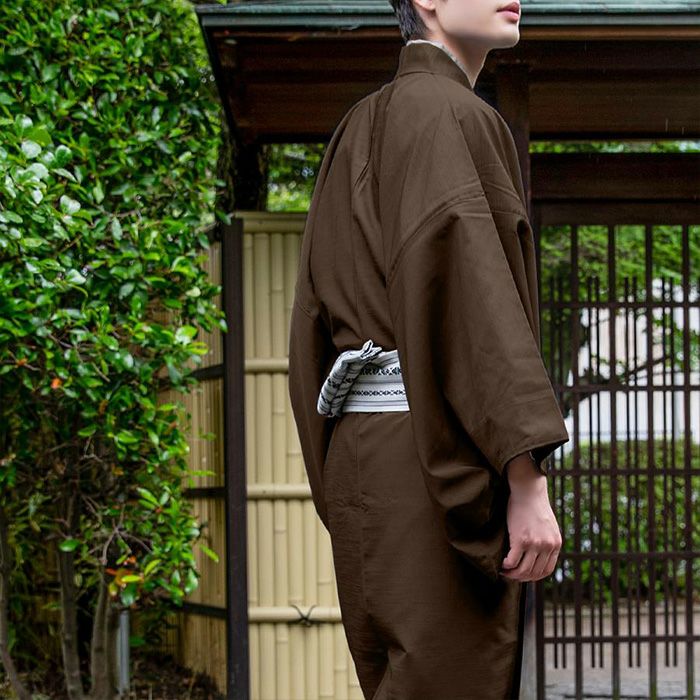 訳あり(男単衣) 洗える着物 単衣 メンズ 男性 大きいサイズ 紬 無地 S