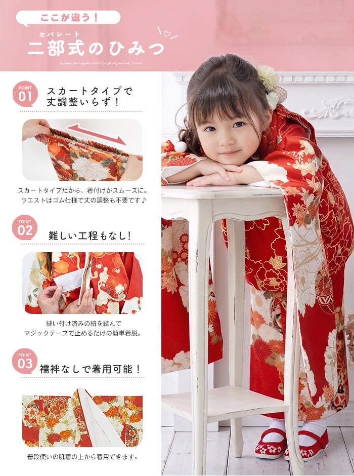 難しい着付け不要! 【 セパレート 3点セット 二部式被布セット 】 金彩
