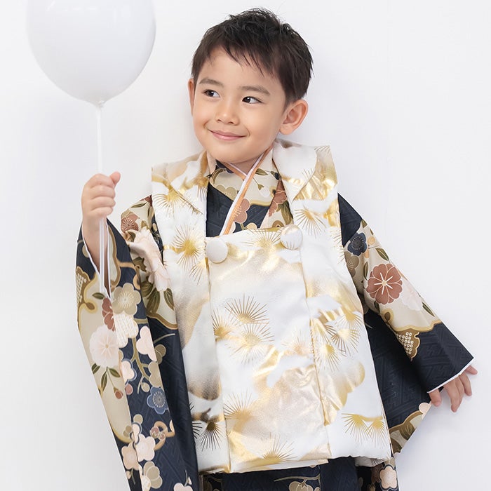 自宅で2分簡単着付け! 七五三3歳セパレート被布セット 】 金彩 3点